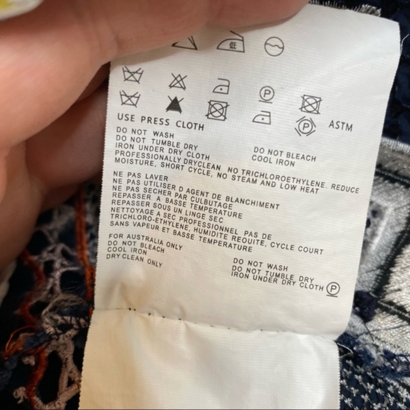 Prada Embroidered Peasant Blouse Floral Crochet 100% Cotton Navy Blue Colorful S - Picture 12 of 13